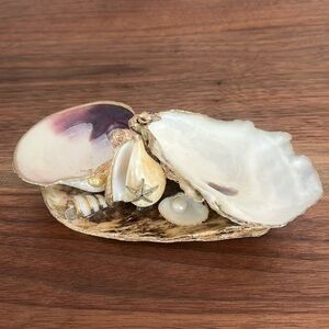 Oyster Shell Ring Dish, Coastal Ring Dish, Shell Trinket Dish, Jewelry Holder